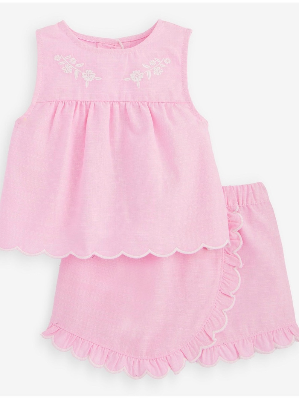 Pink Two-Piece Girls Top and Skirt Set